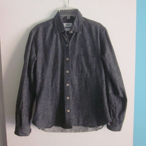 Brooklyn Tailors Womens Size L Custom Made Dark Blue Denim Fitted Shirt 42" Bust - Picture 2 of 12